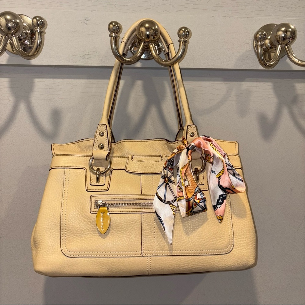 Coach Champagne Penelope Pebble Leather Satchel with Ruffle